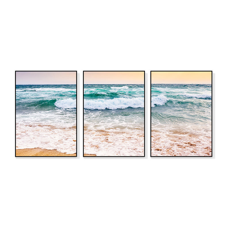 Vast Sea Scenery Canvas Print for Dining Room Photography Wall Art Decor, Set of Three Clearhalo 'Art Gallery' 'Canvas Art' 'Coastal Art Gallery' 'Nautical' Arts' 1765803