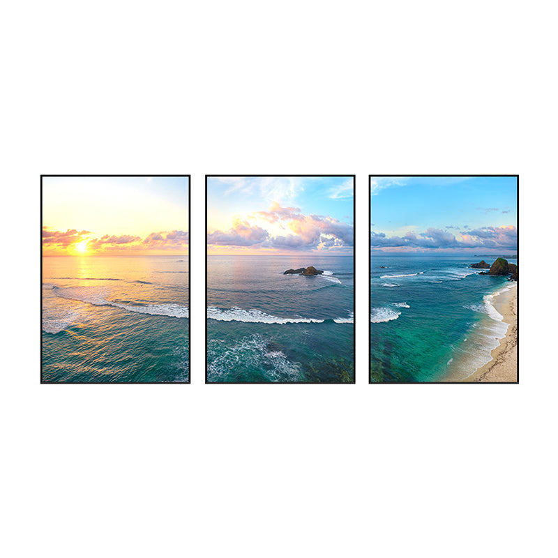 Vast Sea Scenery Canvas Print for Dining Room Photography Wall Art Decor, Set of Three Clearhalo 'Art Gallery' 'Canvas Art' 'Coastal Art Gallery' 'Nautical' Arts' 1765807