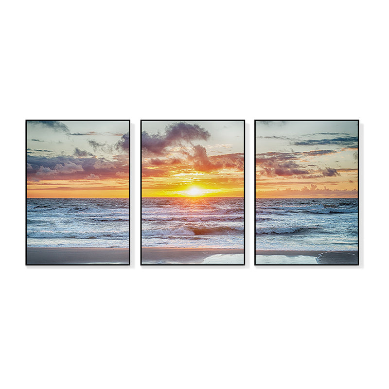 Vast Sea Scenery Canvas Print for Dining Room Photography Wall Art Decor, Set of Three Clearhalo 'Art Gallery' 'Canvas Art' 'Coastal Art Gallery' 'Nautical' Arts' 1765811