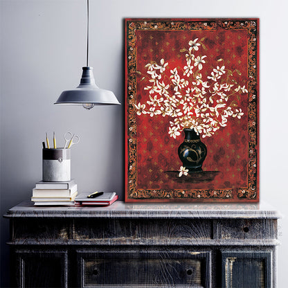 Art Nouveau Planter Art Print Canvas Soft Color Flower Wall Decor, Multiple Sizes Red Clearhalo 'Arts' 'Canvas Art' 1765874