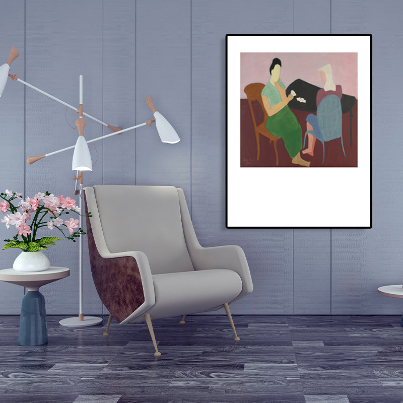 Human Activities Scene Art Print Abstract Expressionism Canvas Textured Painting in Soft Color Clearhalo 'Arts' 'Canvas Art' 1765882