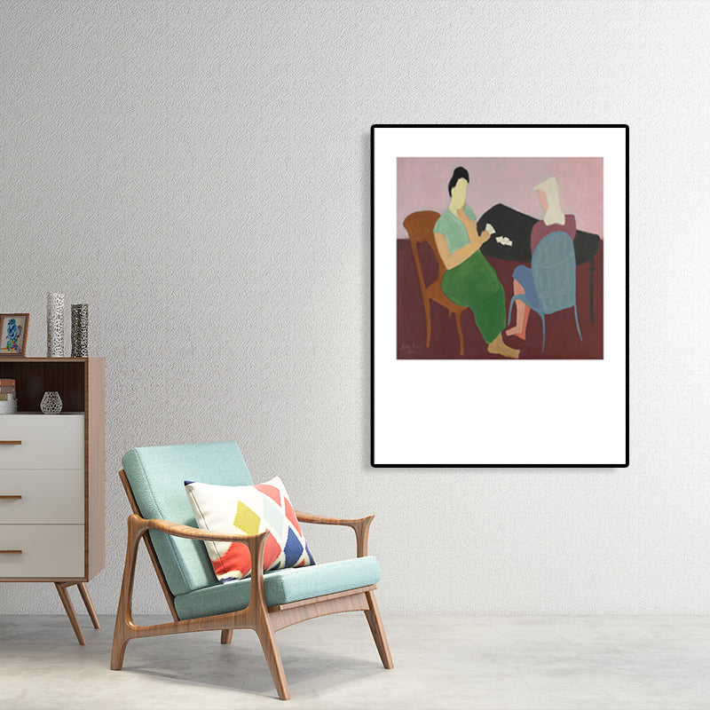 Human Activities Scene Art Print Abstract Expressionism Canvas Textured Painting in Soft Color Clearhalo 'Arts' 'Canvas Art' 1765883