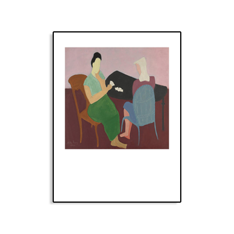 Human Activities Scene Art Print Abstract Expressionism Canvas Textured Painting in Soft Color Clearhalo 'Arts' 'Canvas Art' 1765884