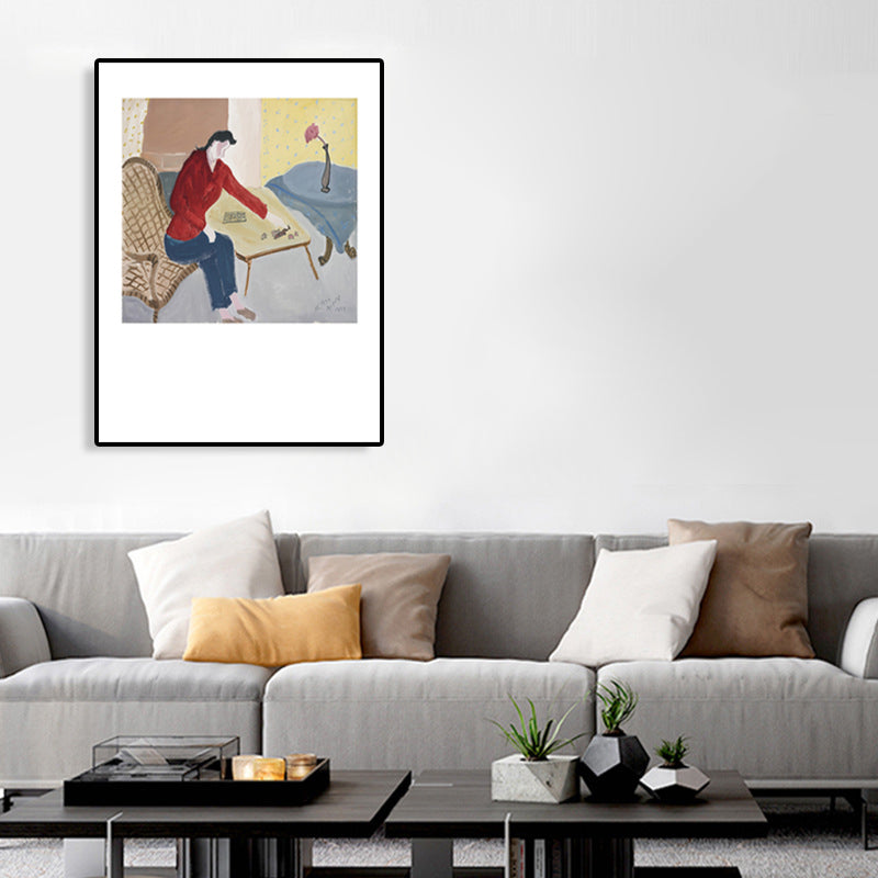 Human Activities Scene Art Print Abstract Expressionism Canvas Textured Painting in Soft Color Clearhalo 'Arts' 'Canvas Art' 1765893