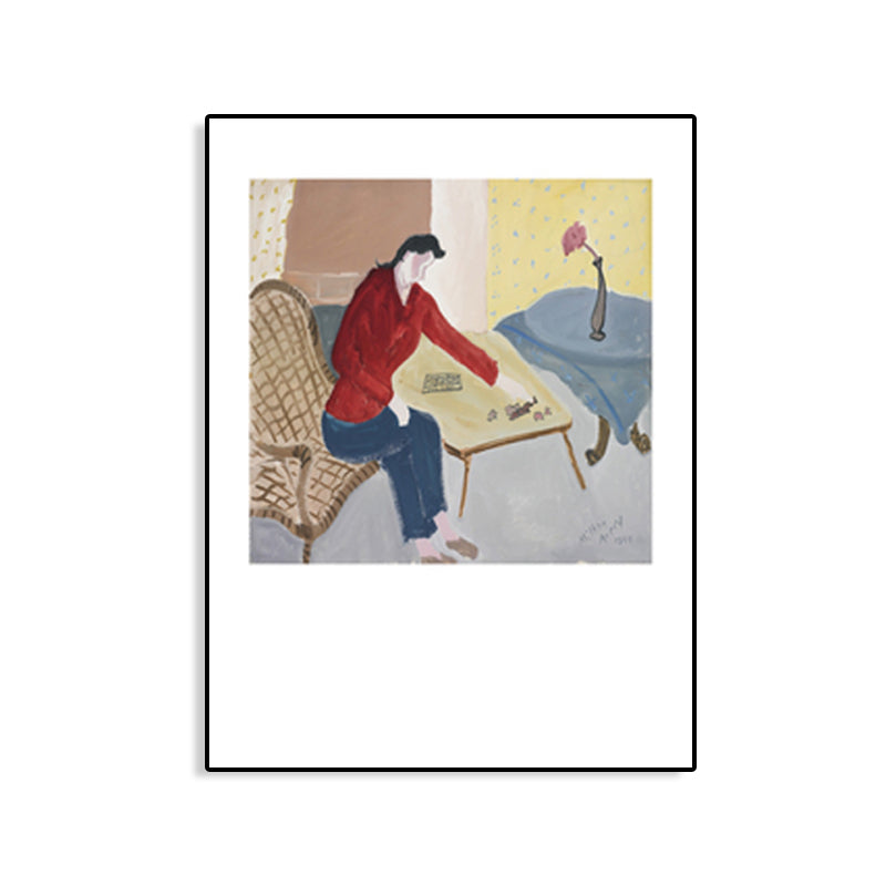 Human Activities Scene Art Print Abstract Expressionism Canvas Textured Painting in Soft Color Clearhalo 'Arts' 'Canvas Art' 1765895