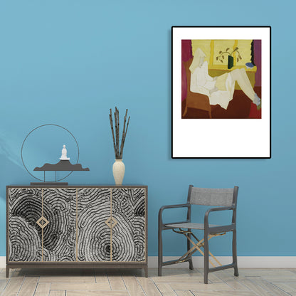 Human Activities Scene Art Print Abstract Expressionism Canvas Textured Painting in Soft Color Yellow Clearhalo 'Arts' 'Canvas Art' 1765896