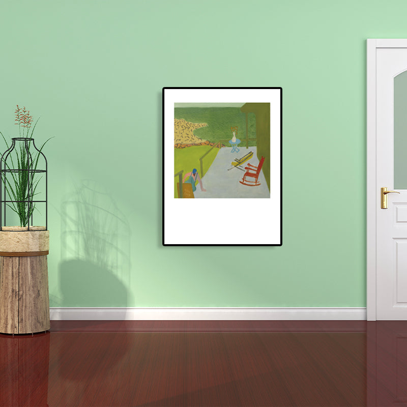 Human Activities Scene Art Print Abstract Expressionism Canvas Textured Painting in Soft Color Clearhalo 'Arts' 'Canvas Art' 1765901