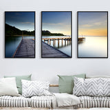 Bridge Scenery Canvas Print Multi-Piece Modern Style for Girls Bedroom Painting, Set of Three Clearhalo 'Art Gallery' 'Canvas Art' 'Contemporary Art Gallery' 'Modern' Arts' 1765919