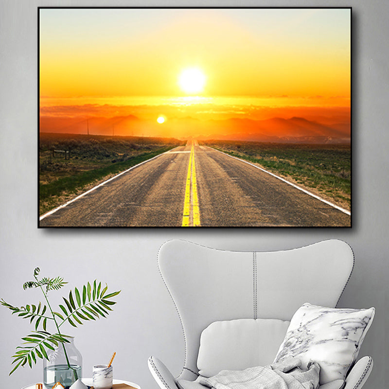 Photograph Road Wall Art Modernism Canvas Print Wall Decor in Dark Color for Bedroom Clearhalo 'Art Gallery' 'Canvas Art' 'Contemporary Art Gallery' 'Modern' Arts' 1765926