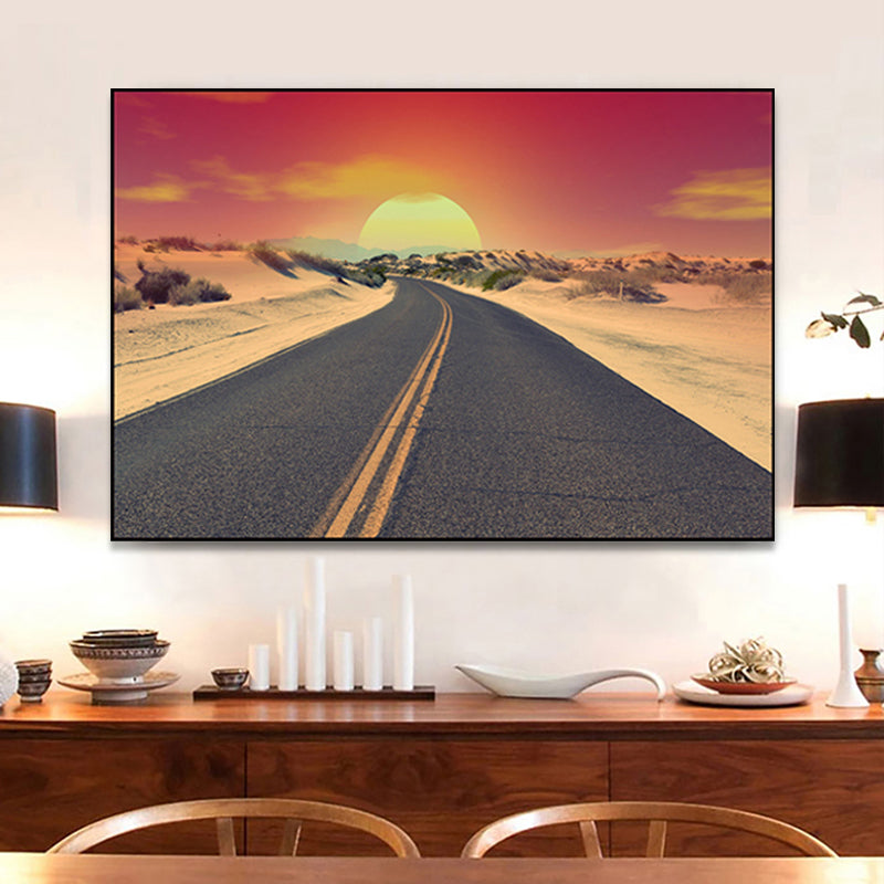 Photograph Road Wall Art Modernism Canvas Print Wall Decor in Dark Color for Bedroom Clearhalo 'Art Gallery' 'Canvas Art' 'Contemporary Art Gallery' 'Modern' Arts' 1765933