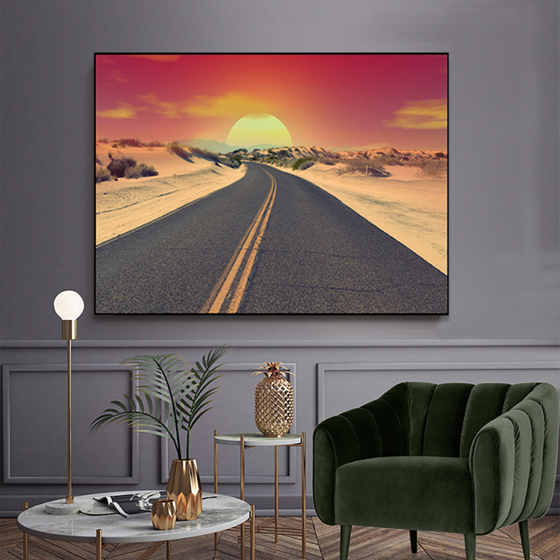 Photograph Road Wall Art Modernism Canvas Print Wall Decor in Dark Color for Bedroom Clearhalo 'Art Gallery' 'Canvas Art' 'Contemporary Art Gallery' 'Modern' Arts' 1765934