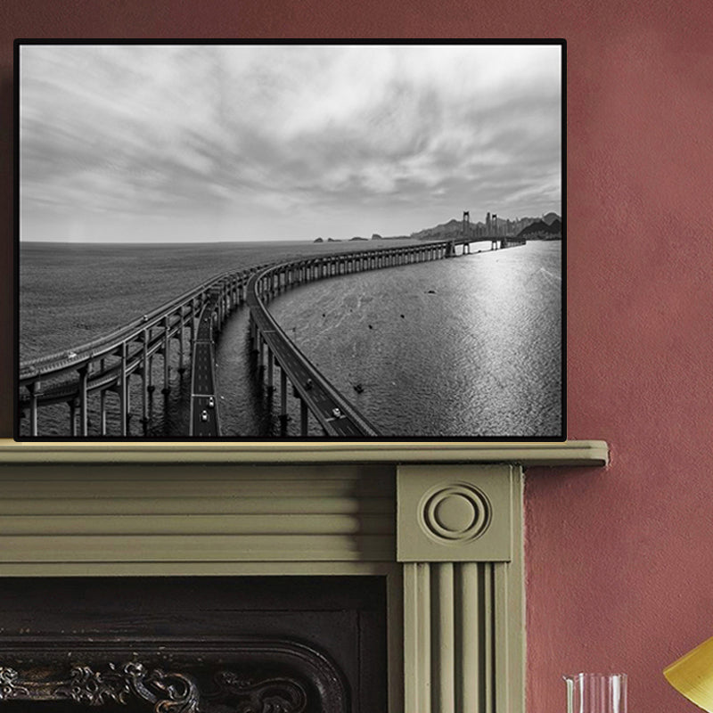 Photograph Road Wall Art Modernism Canvas Print Wall Decor in Dark Color for Bedroom Black Clearhalo 'Art Gallery' 'Canvas Art' 'Contemporary Art Gallery' 'Modern' Arts' 1765936