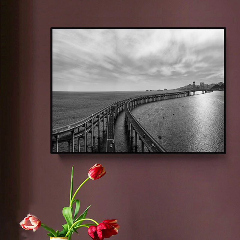 Photograph Road Wall Art Modernism Canvas Print Wall Decor in Dark Color for Bedroom Clearhalo 'Art Gallery' 'Canvas Art' 'Contemporary Art Gallery' 'Modern' Arts' 1765937