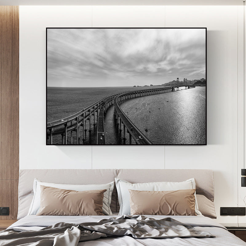 Photograph Road Wall Art Modernism Canvas Print Wall Decor in Dark Color for Bedroom Clearhalo 'Art Gallery' 'Canvas Art' 'Contemporary Art Gallery' 'Modern' Arts' 1765938