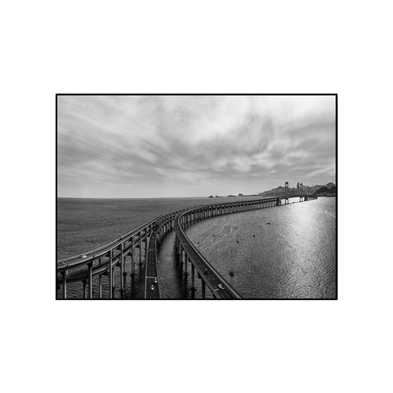 Photograph Road Wall Art Modernism Canvas Print Wall Decor in Dark Color for Bedroom Clearhalo 'Art Gallery' 'Canvas Art' 'Contemporary Art Gallery' 'Modern' Arts' 1765939