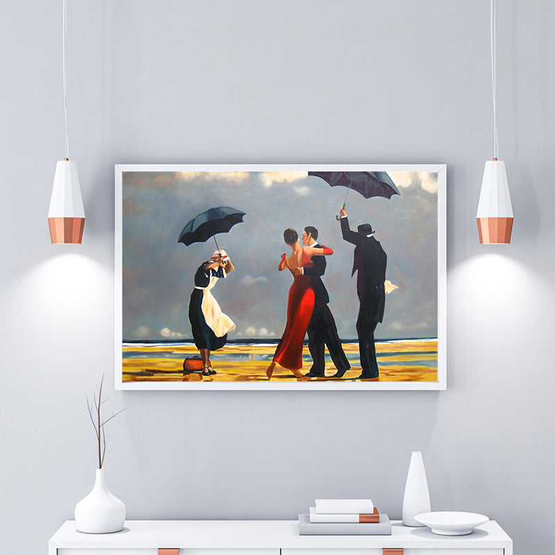 Impressionisme dansende figuur canvas kunst olieverfschilderij grijs wanddecor, meerdere maten