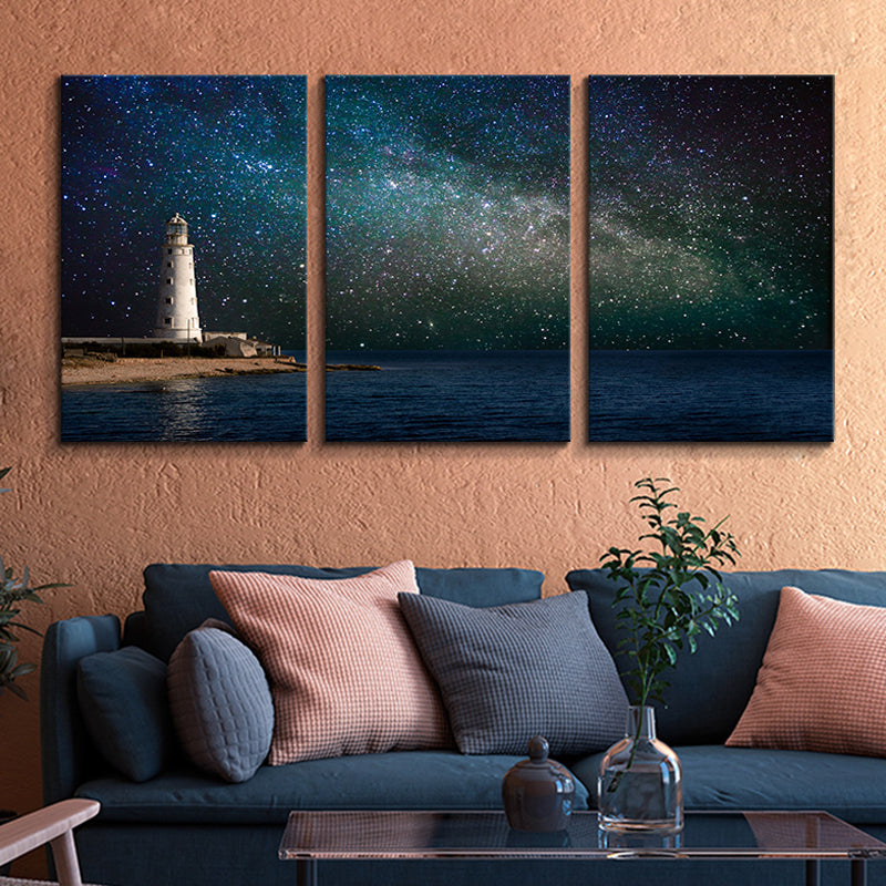 Astronomy Phenomena Wall Decor Modern Multi-Piece Bedroom Canvas Print, Multiple Size Options Green Clearhalo 'Art Gallery' 'Canvas Art' 'Contemporary Art Gallery' 'Modern' Arts' 1765965