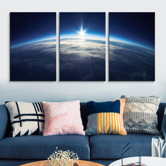 Astronomy Phenomena Wall Decor Modern Multi-Piece Bedroom Canvas Print, Multiple Size Options Blue Clearhalo 'Art Gallery' 'Canvas Art' 'Contemporary Art Gallery' 'Modern' Arts' 1765972