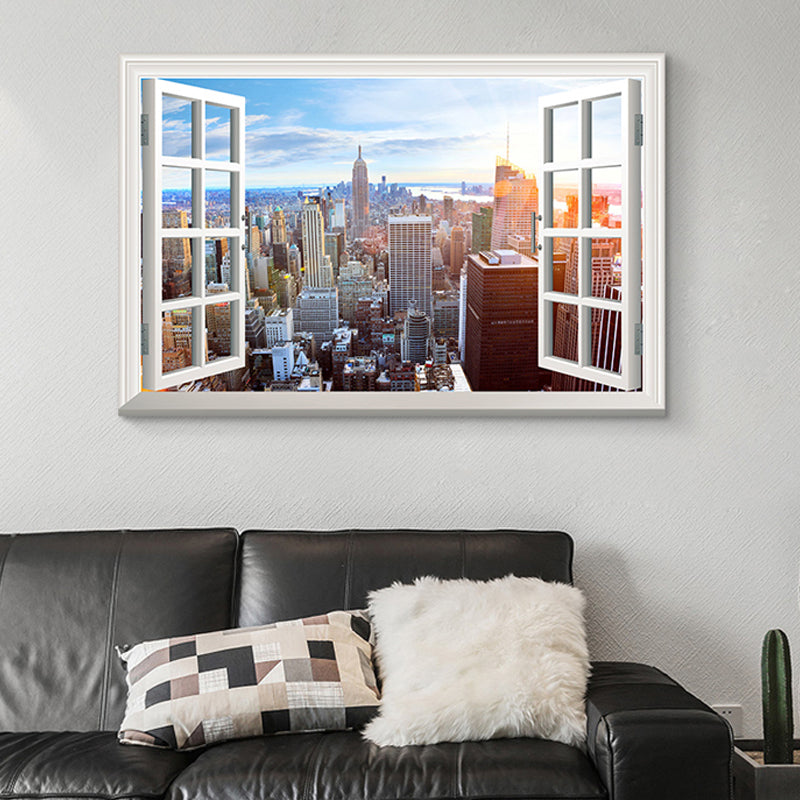Textured City Scape Wall Decor Contemporary Style Canvas Painting, Multiple Sizes Blue Clearhalo 'Art Gallery' 'Canvas Art' 'Contemporary Art Gallery' 'Modern' Arts' 1765976