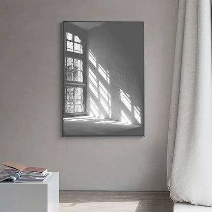 Grey Sunlight Shadow Canvas Print Still Life Minimalist Textured Wall Art for Room Grey Clearhalo 'Arts' 'Canvas Art' 1765993