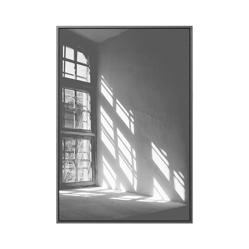 Gray Sunlight Shadow Canvas Print Still Life Minimalista Arte de pared texturizado para habitación