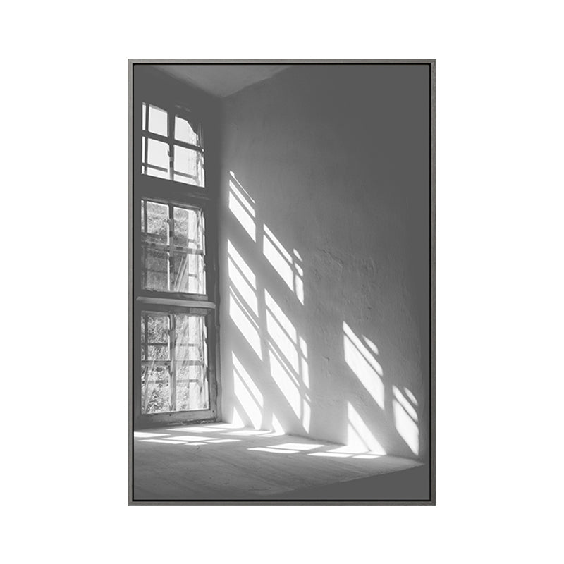 Grey Sunlight Shadow Canvas Print Still Life Minimalist Textured Wall Art for Room Clearhalo 'Arts' 'Canvas Art' 1765996