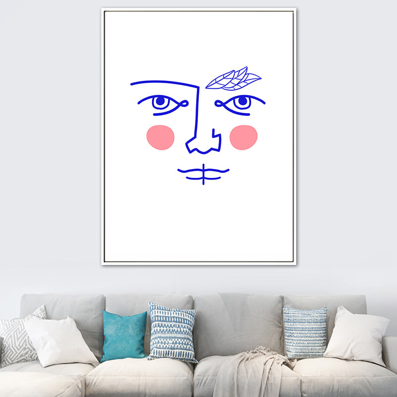 Face Line Drawing Wall Art Decor Textured Nordic Dining Room Canvas in Soft Color