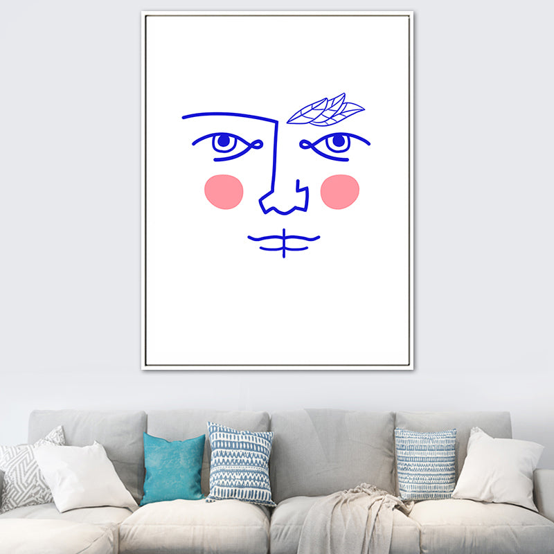 Face Line Drawing Wall Art Decor Textured Nordic Dining Room Canvas in Soft Color White Clearhalo 'Arts' 'Canvas Art' 1766003