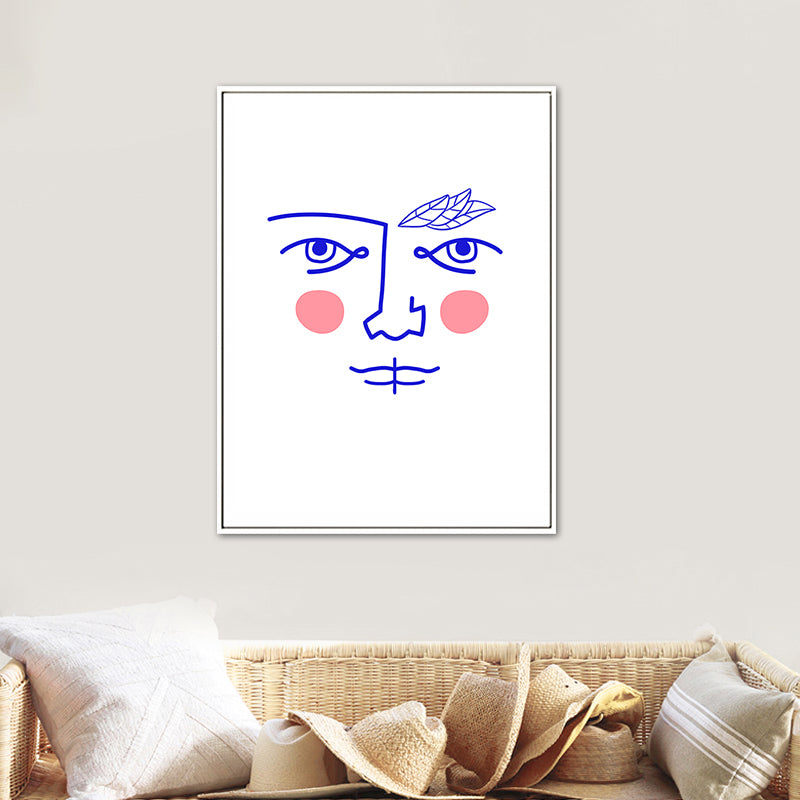 Face Line Drawing Wall Art Decor Textured Nordic Dining Room Canvas in Soft Color Clearhalo 'Arts' 'Canvas Art' 1766004