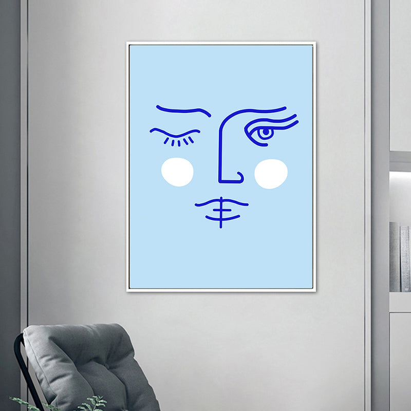 Face Line Drawing Wall Art Decor Textured Nordic Dining Room Canvas in Soft Color Clearhalo 'Arts' 'Canvas Art' 1766012