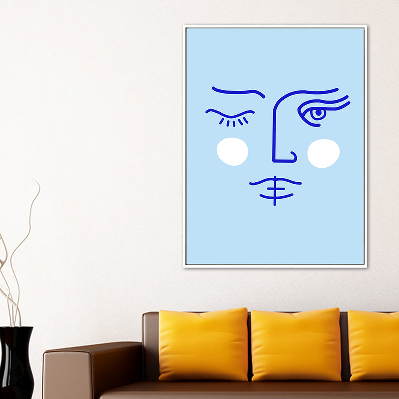 Face Line Drawing Wall Art Decor Textured Nordic Dining Room Canvas in Soft Color Clearhalo 'Arts' 'Canvas Art' 1766013