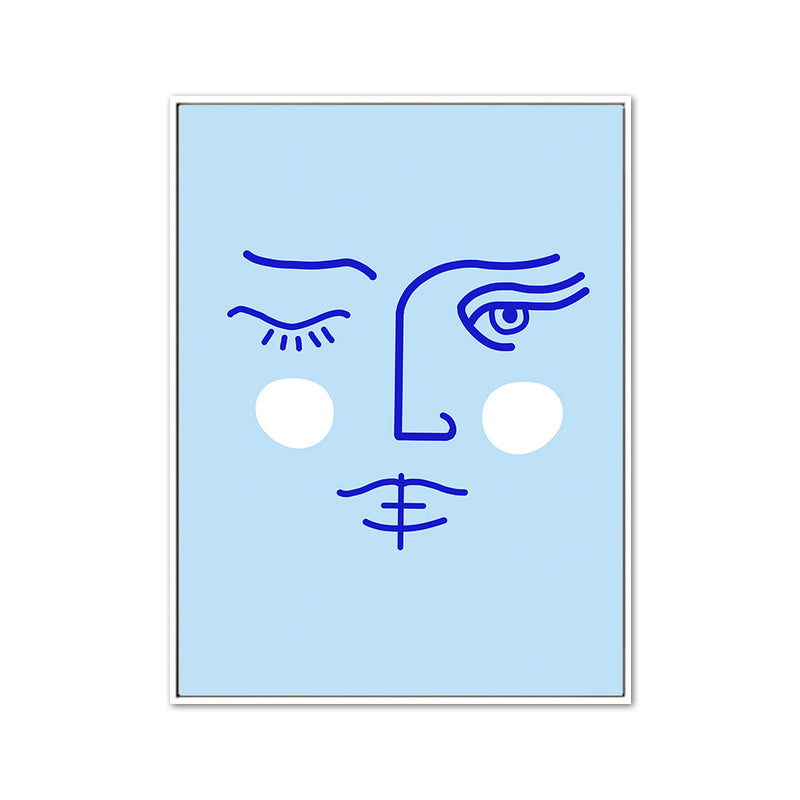 Face Line Drawing Wall Art Decor Textured Nordic Dining Room Canvas in Soft Color Clearhalo 'Arts' 'Canvas Art' 1766014