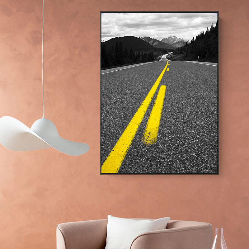 Textured Road View Painting Modern Canvas Wall Art Decor, Multiple Sizes Available Black Clearhalo 'Art Gallery' 'Canvas Art' 'Contemporary Art Gallery' 'Modern' Arts' 1766029