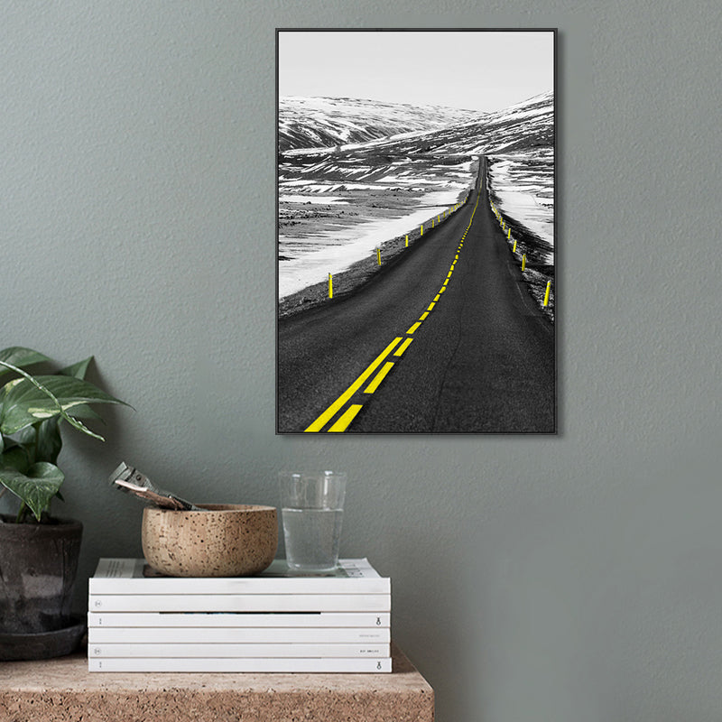 Textured Road View Painting Modern Canvas Wall Art Decor, Multiple Sizes Available Grey Clearhalo 'Art Gallery' 'Canvas Art' 'Contemporary Art Gallery' 'Modern' Arts' 1766033