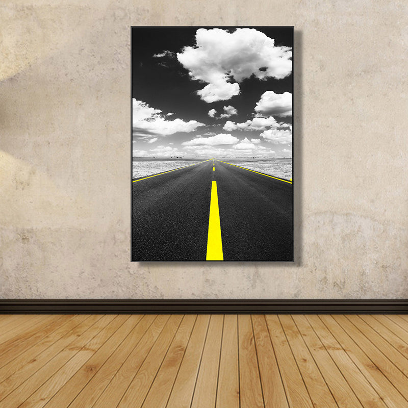 Textured Road View Painting Modern Canvas Wall Art Decor, Multiple Sizes Available Dark Gray Clearhalo 'Art Gallery' 'Canvas Art' 'Contemporary Art Gallery' 'Modern' Arts' 1766037