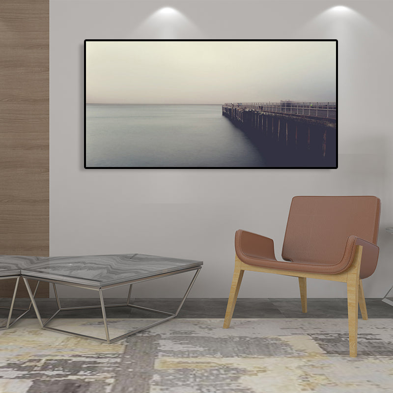 Light Color Seaside View Painting Textured Wall Art Print for Guest Room, Multiple Sizes Clearhalo 'Art Gallery' 'Canvas Art' 'Coastal Art Gallery' 'Tropical' Arts' 1766043