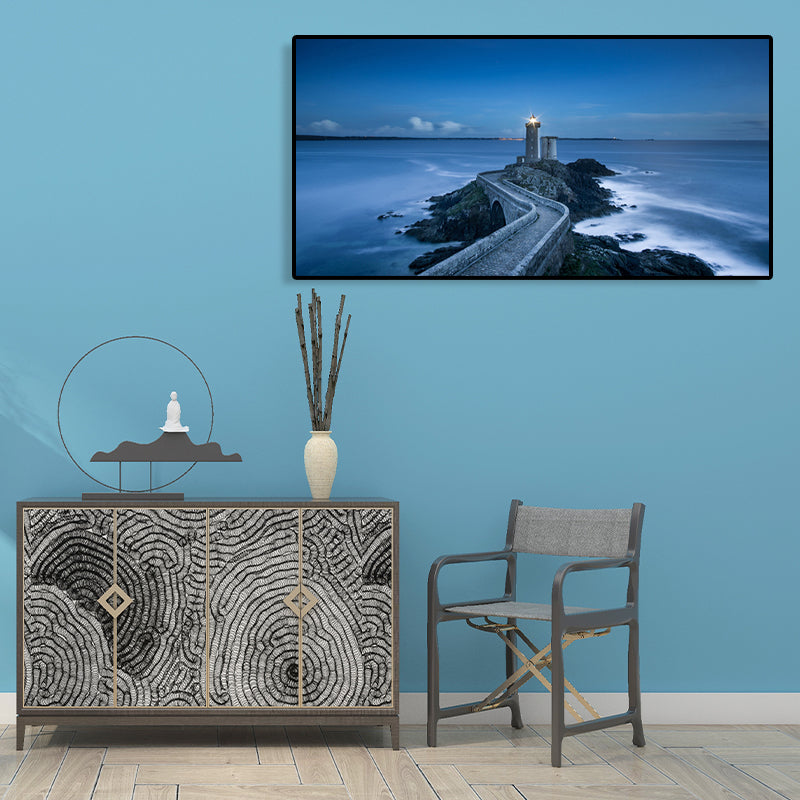 Light Color Seaside View Painting Textured Wall Art Print for Guest Room, Multiple Sizes Blue Clearhalo 'Art Gallery' 'Canvas Art' 'Coastal Art Gallery' 'Tropical' Arts' 1766048