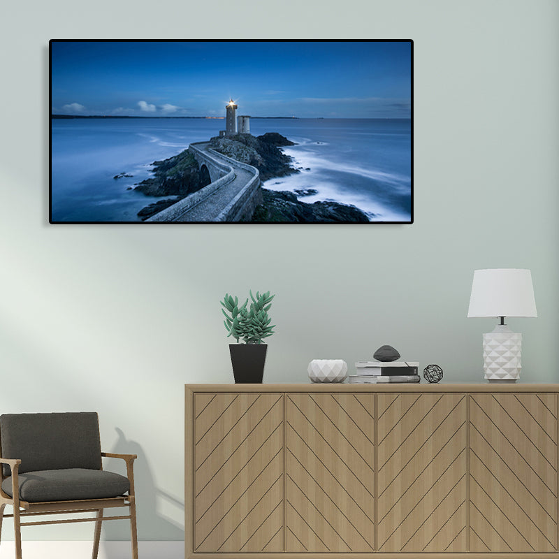 Light Color Seaside View Painting Textured Wall Art Print for Guest Room, Multiple Sizes Clearhalo 'Art Gallery' 'Canvas Art' 'Coastal Art Gallery' 'Tropical' Arts' 1766050