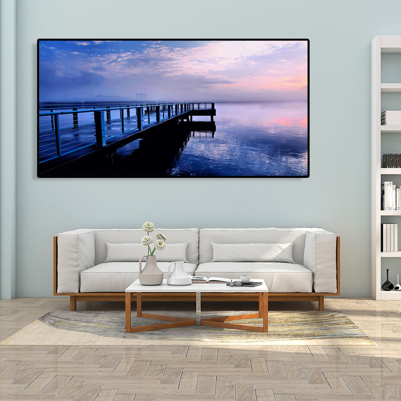 Light Color Seaside View Painting Textured Wall Art Print for Guest Room, Multiple Sizes Clearhalo 'Art Gallery' 'Canvas Art' 'Coastal Art Gallery' 'Tropical' Arts' 1766053
