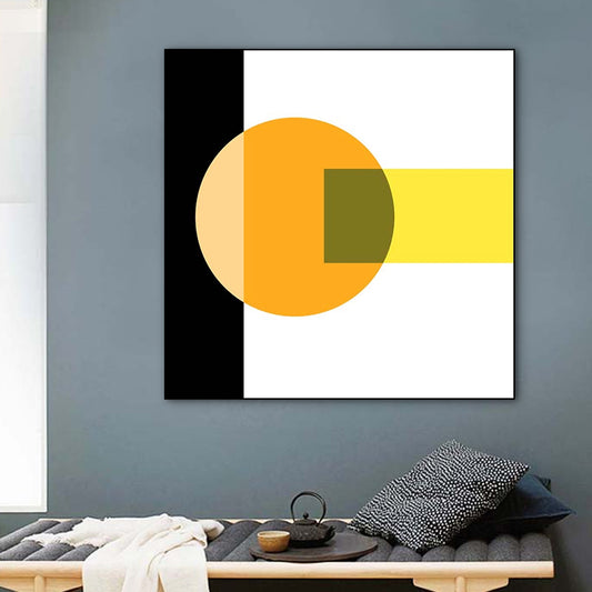 Bright Color-Blocking Geometric Canvas Textured Minimalist Living Room Wall Art Print Black Clearhalo 'Art Gallery' 'Canvas Art' 'Contemporary Art Gallery' 'Modern' Arts' 1766104