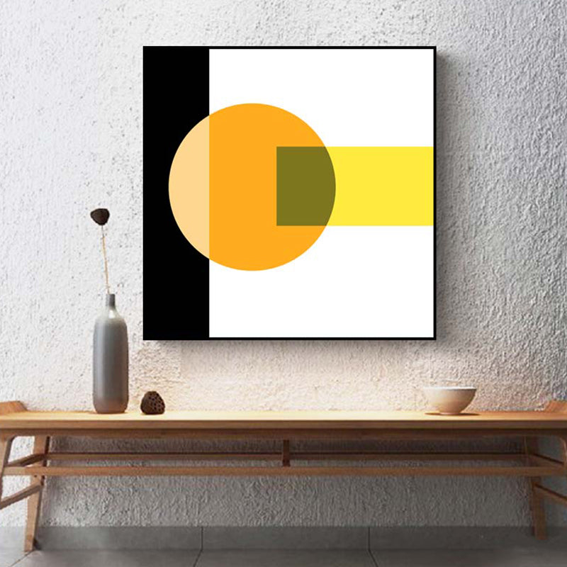 Bright Color-Blocking Geometric Canvas Textured Minimalist Living Room Wall Art Print Clearhalo 'Art Gallery' 'Canvas Art' 'Contemporary Art Gallery' 'Modern' Arts' 1766105