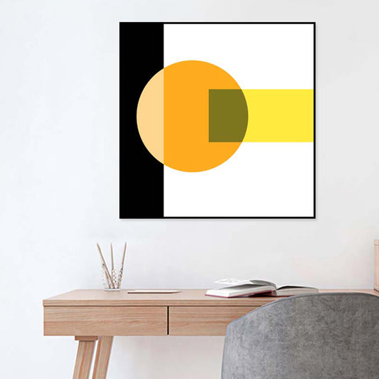 Bright Color-Blocking Geometric Canvas Textured Minimalist Living Room Wall Art Print Clearhalo 'Art Gallery' 'Canvas Art' 'Contemporary Art Gallery' 'Modern' Arts' 1766106