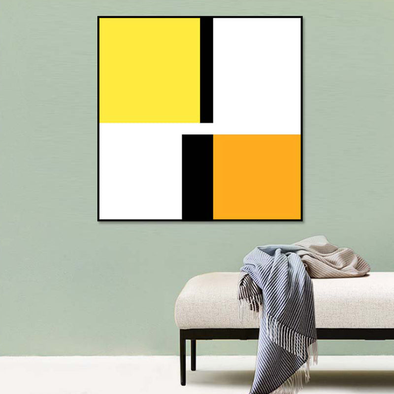 Bright Color-Blocking Geometric Canvas Textured Minimalist Living Room Wall Art Print Yellow Clearhalo 'Art Gallery' 'Canvas Art' 'Contemporary Art Gallery' 'Modern' Arts' 1766111