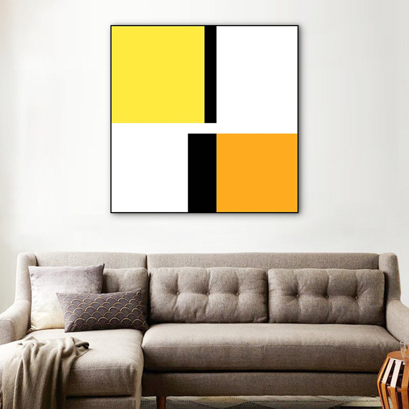 Bright Color-Blocking Geometric Canvas Textured Minimalist Living Room Wall Art Print Clearhalo 'Art Gallery' 'Canvas Art' 'Contemporary Art Gallery' 'Modern' Arts' 1766112