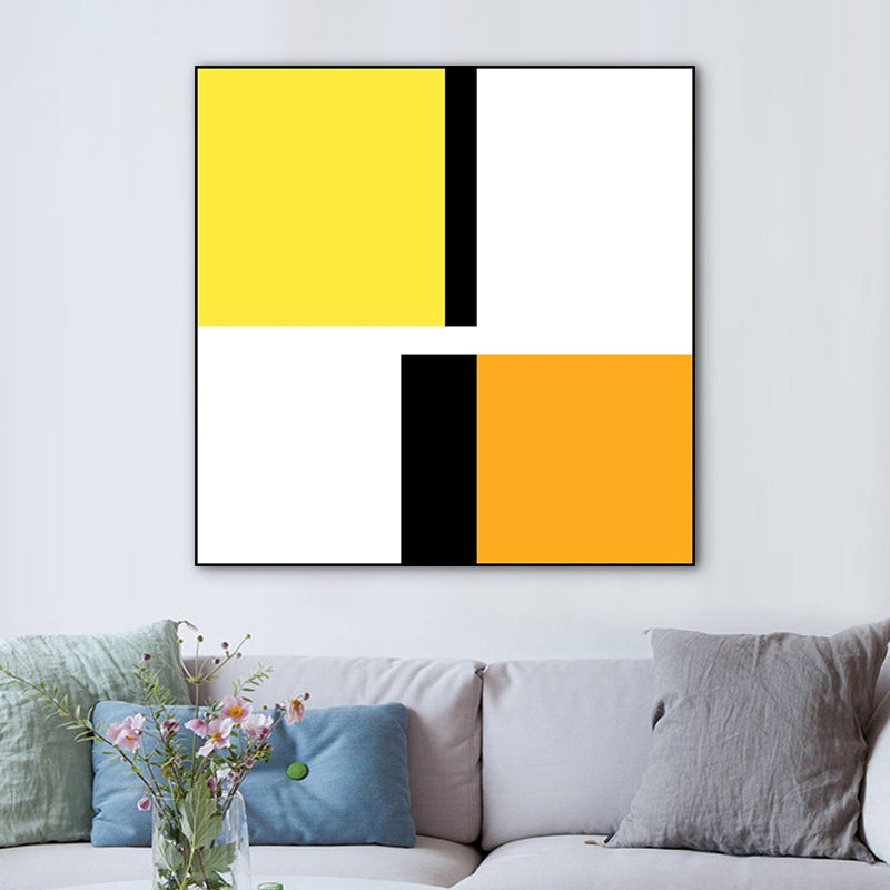 Bright Color-Blocking Geometric Canvas Textured Minimalist Living Room Wall Art Print Clearhalo 'Art Gallery' 'Canvas Art' 'Contemporary Art Gallery' 'Modern' Arts' 1766113