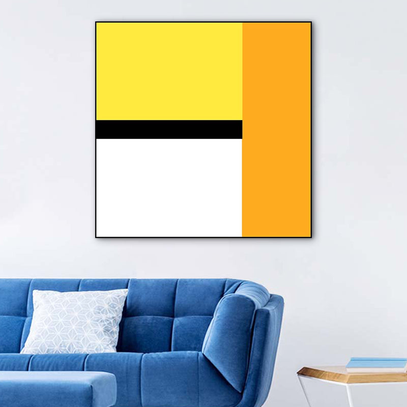 Bright Color-Blocking Geometric Canvas Textured Minimalist Living Room Wall Art Print Orange Clearhalo 'Art Gallery' 'Canvas Art' 'Contemporary Art Gallery' 'Modern' Arts' 1766115