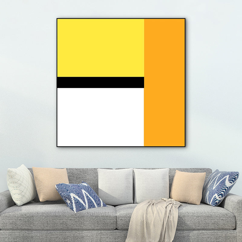 Bright Color-Blocking Geometric Canvas Textured Minimalist Living Room Wall Art Print Clearhalo 'Art Gallery' 'Canvas Art' 'Contemporary Art Gallery' 'Modern' Arts' 1766117