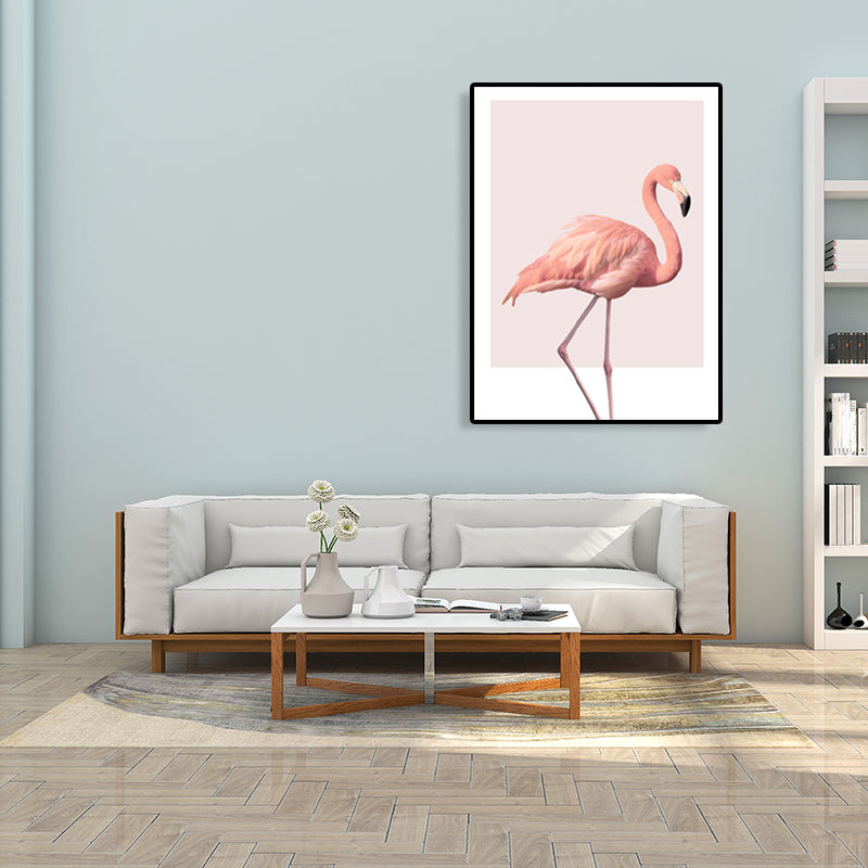 Pink Flamingo Canvas Art Textured Tropical Girls Bedroom Wall Decor, Multiple Sizes Clearhalo 'Art Gallery' 'Canvas Art' 'Coastal Art Gallery' 'Tropical' Arts' 1766121