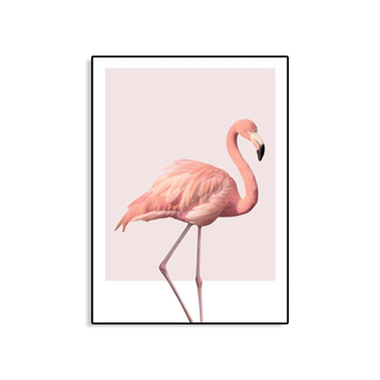 Pink Flamingo Canvas Art Textured Tropical Girls Bedroom Wall Decor, Multiple Sizes Clearhalo 'Art Gallery' 'Canvas Art' 'Coastal Art Gallery' 'Tropical' Arts' 1766122