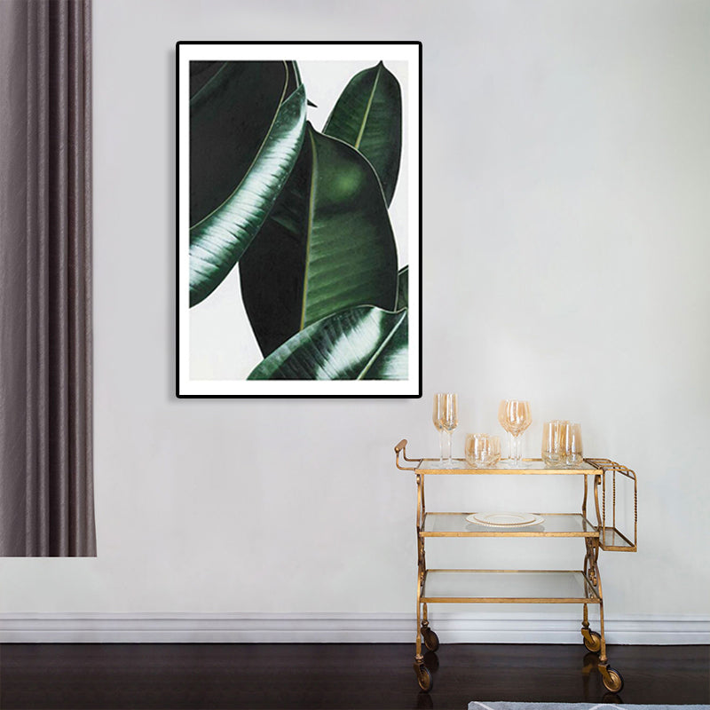 Nordic Photographs Leaves Art Print Boys Bedroom Wall Decor in Green on White, Textured Green Clearhalo 'Art Gallery' 'Canvas Art' 'Contemporary Art Gallery' 'Modern' Arts' 1766126